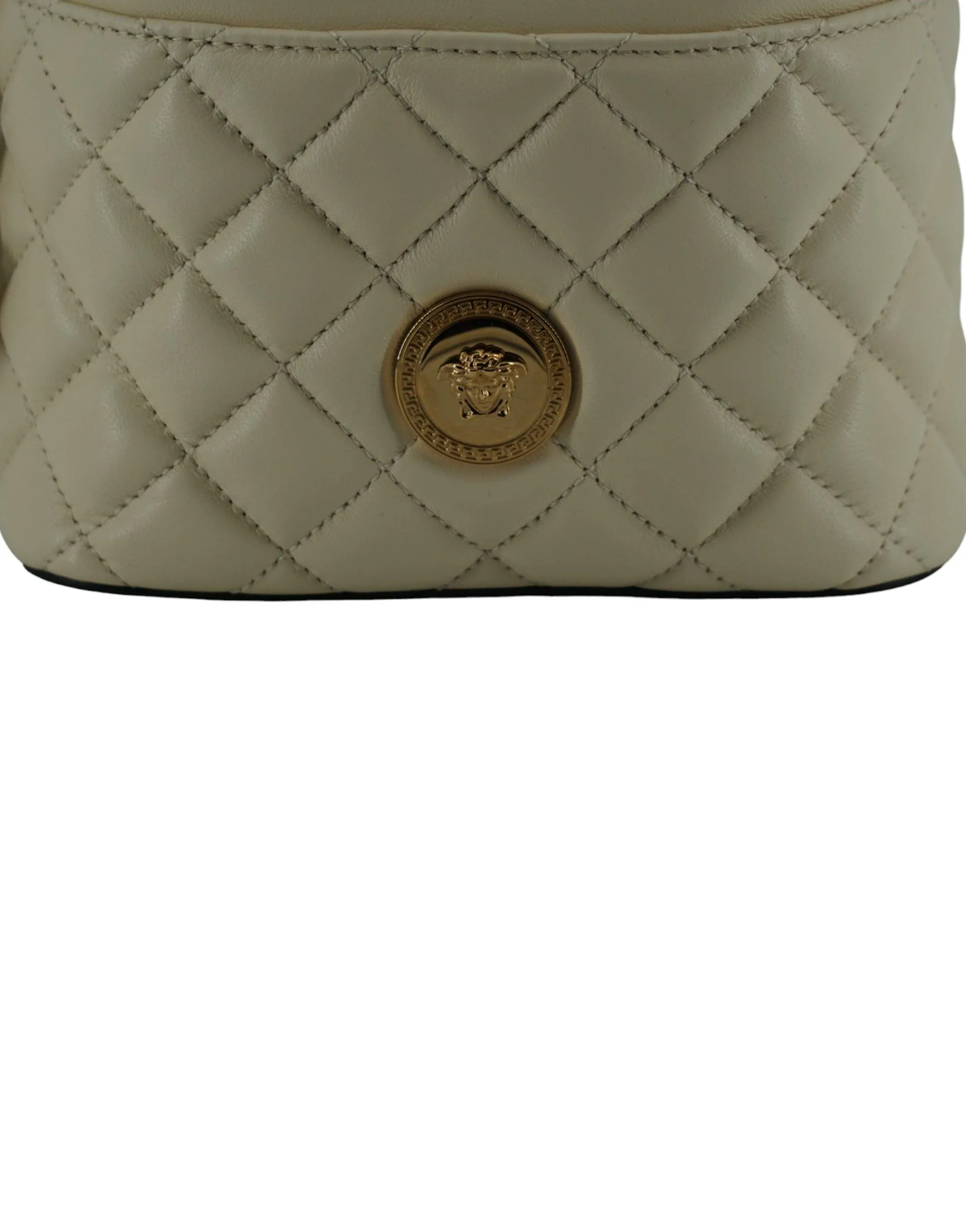 Versace White Lamb Leather Small Bucket Shoulder Bag