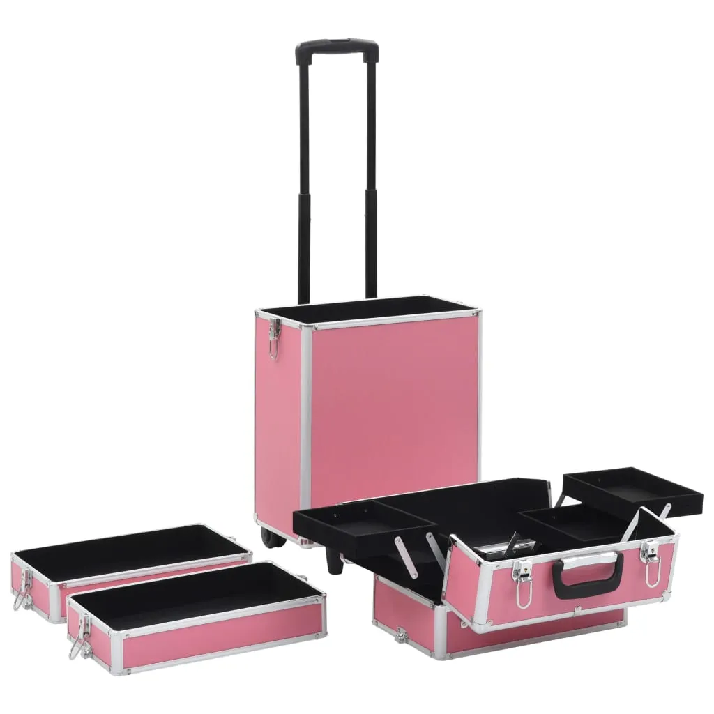 vidaXL Make-up Trolley Aluminium Pink