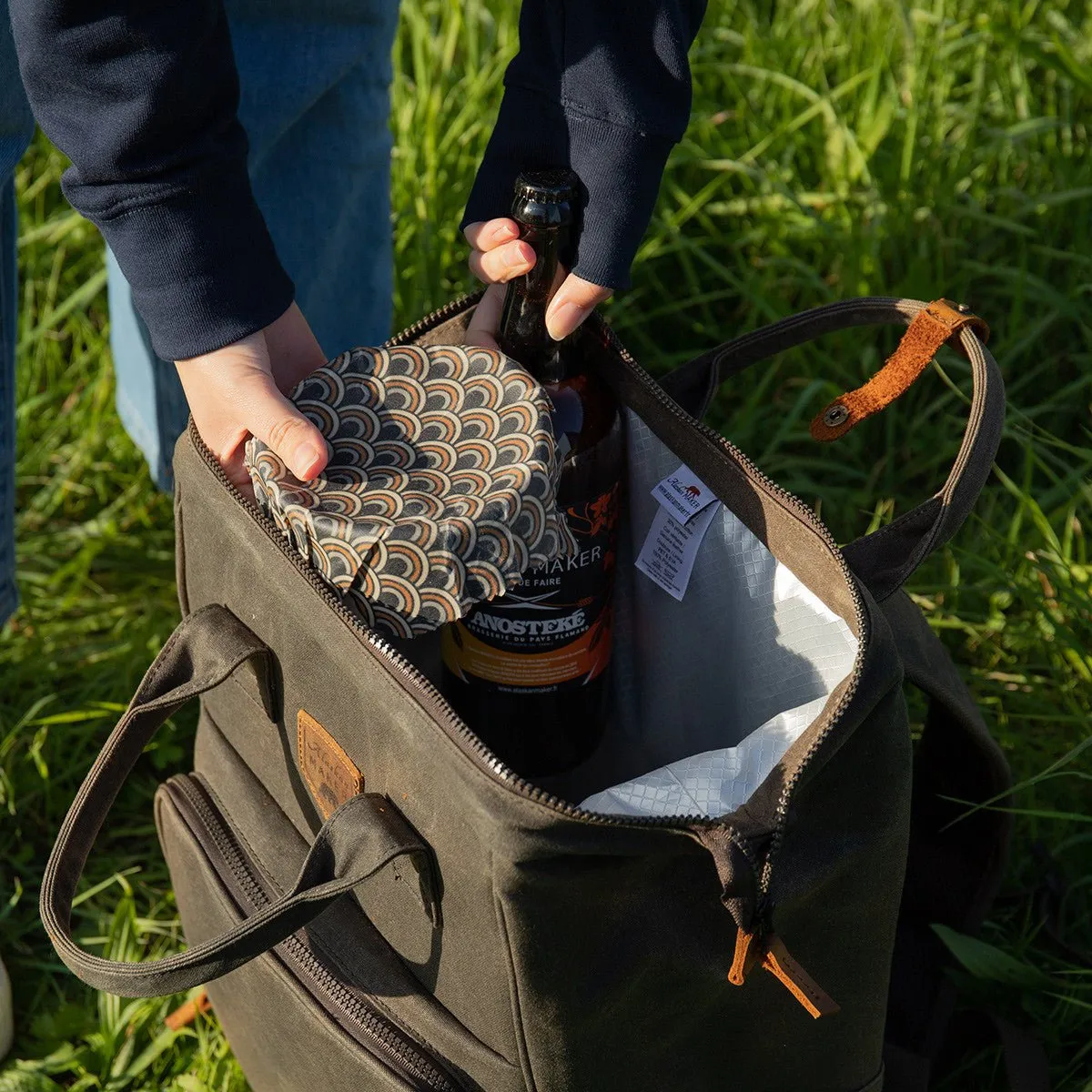 Waxed Canvas Picnic Backpack Cooler