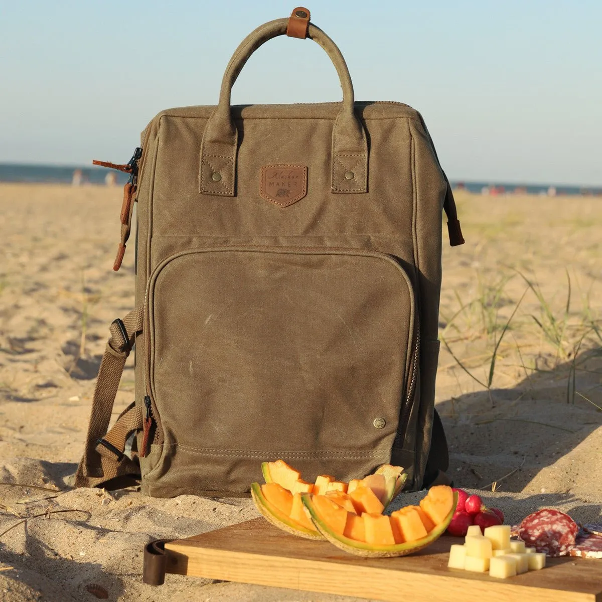 Waxed Canvas Picnic Backpack Cooler