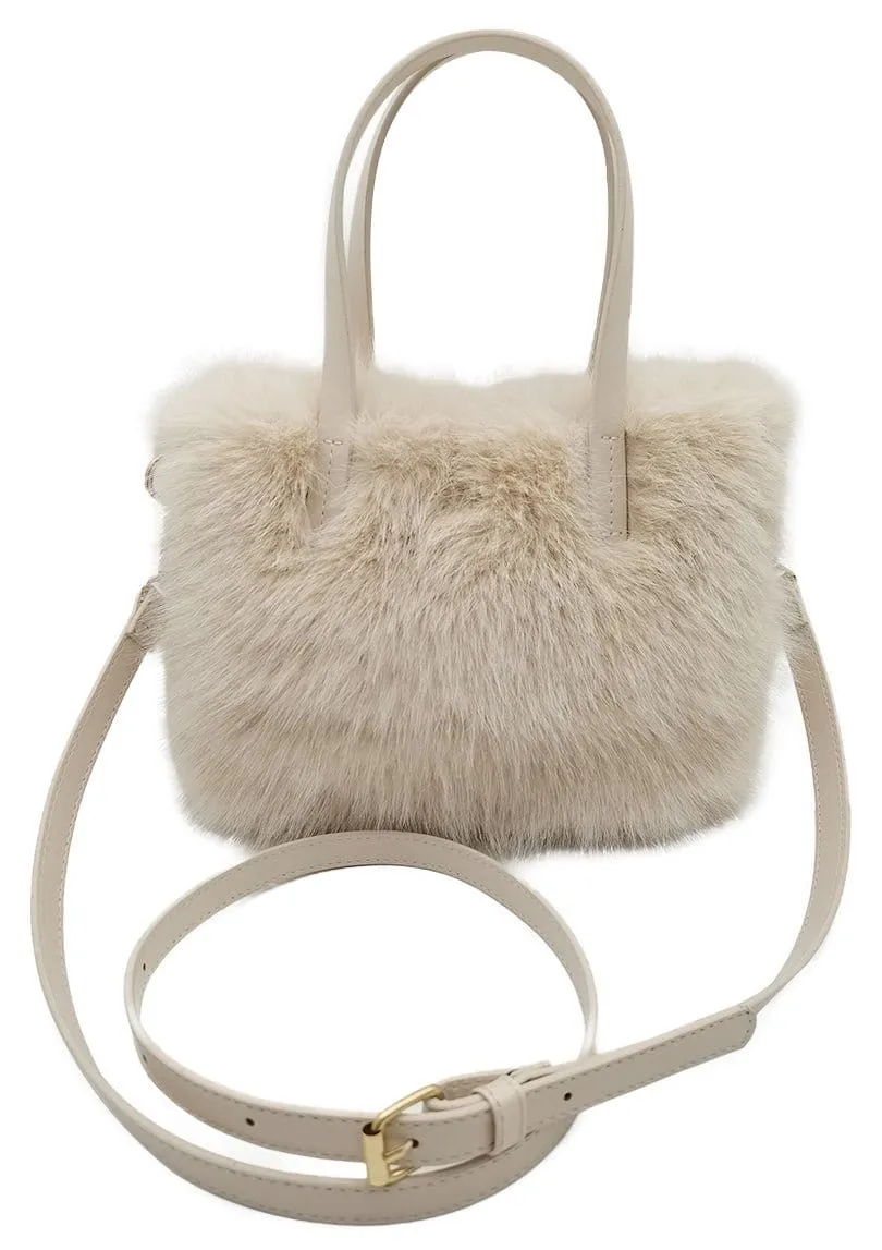 WBR420036 Mini Faux Fur Tote/Crossbody Bag