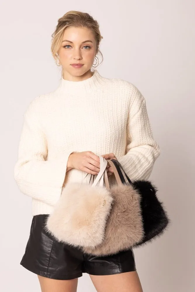 WBR420036 Mini Faux Fur Tote/Crossbody Bag