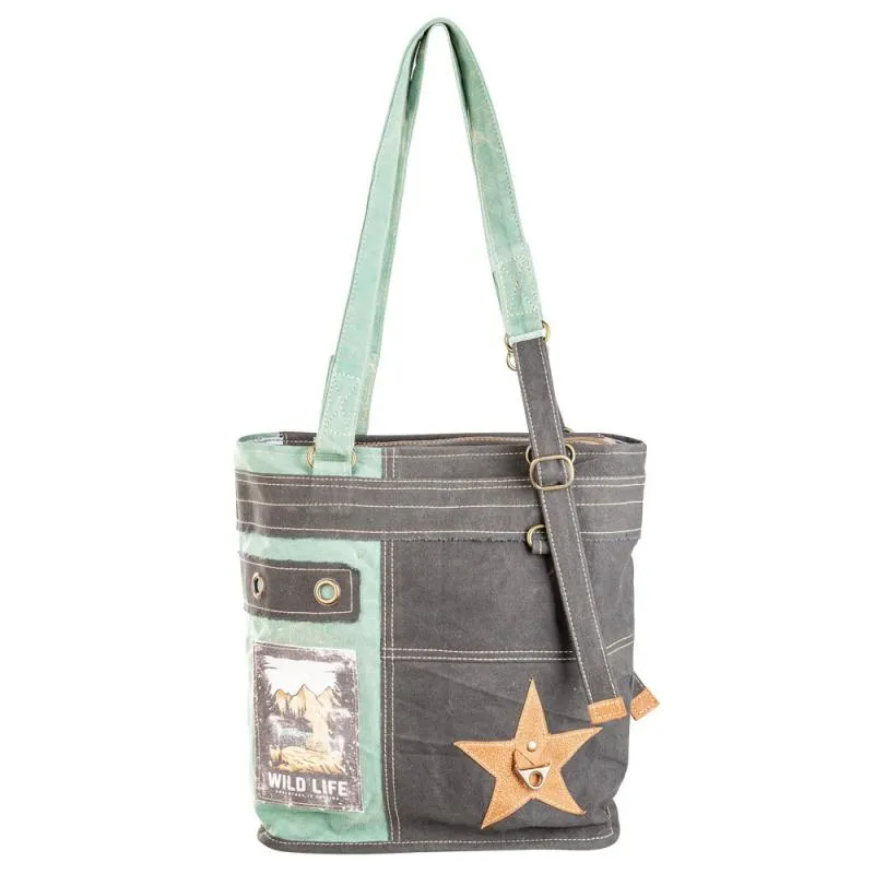 Wild Life Grey & Aqua Tote