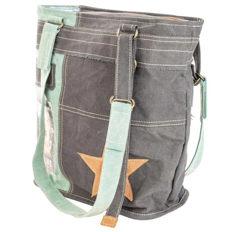 Wild Life Grey & Aqua Tote