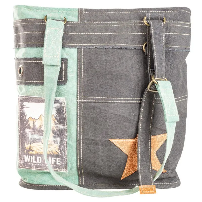 Wild Life Grey & Aqua Tote