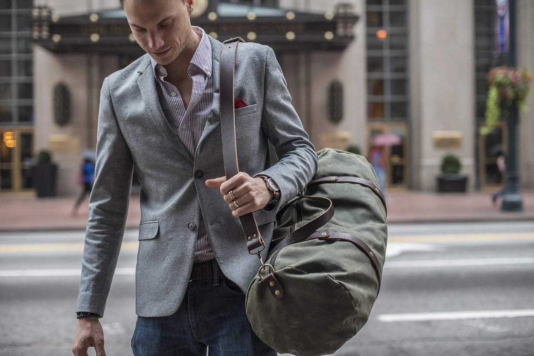 WILLIAM WAXED CANVAS DUFFLE BAG