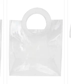 WOMEN CLEAR TRANSULANT RING HANDLE TOTE BAG.