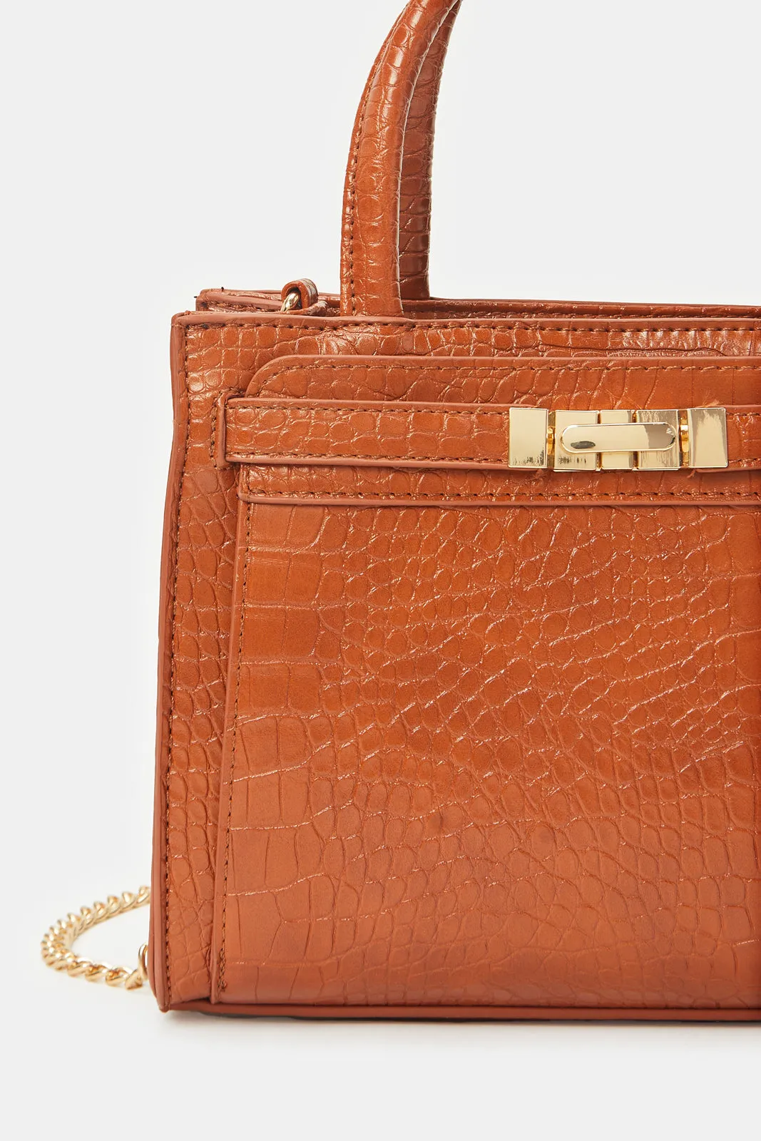 Women Tan Textured Day Bag