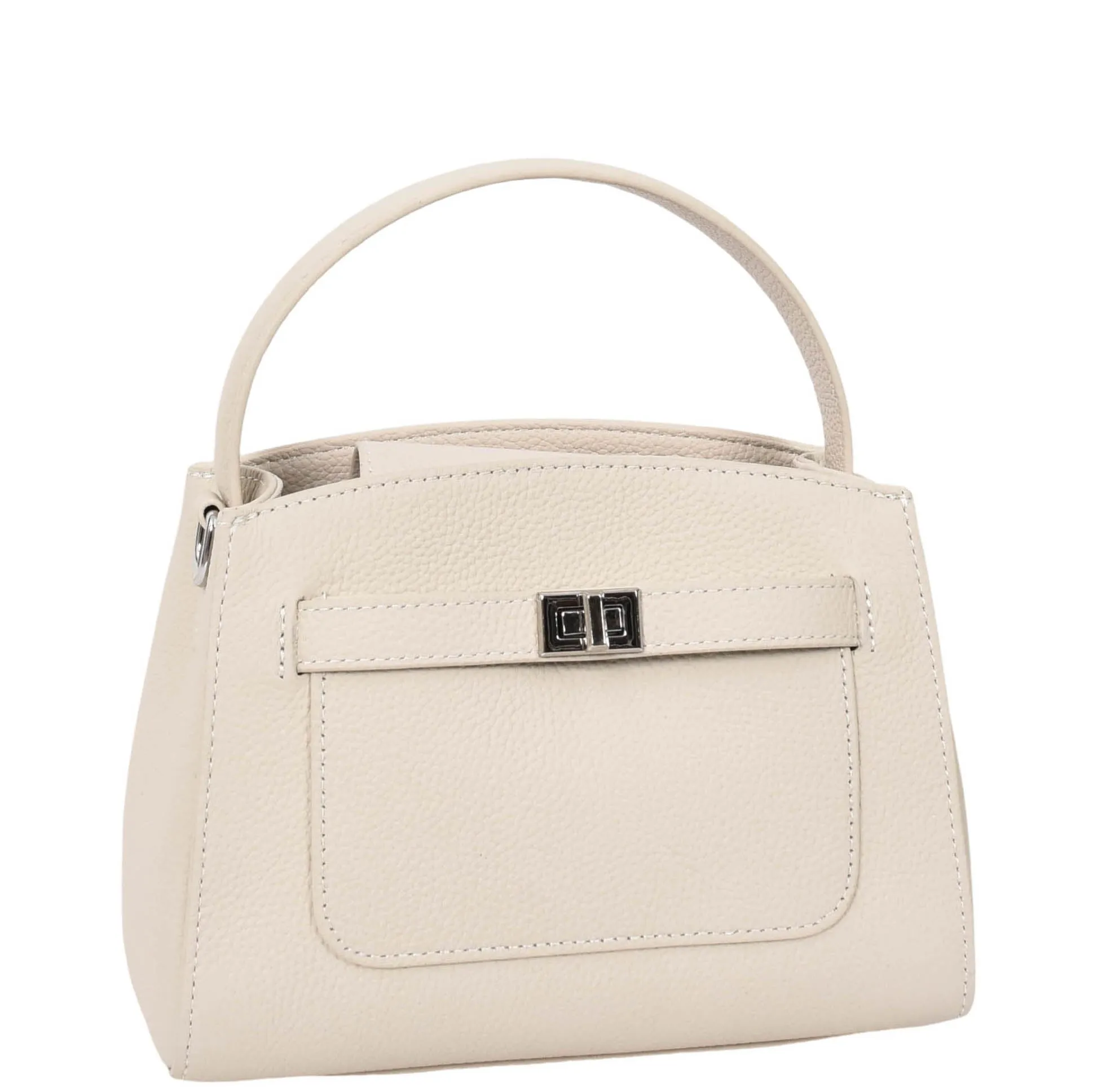 Womens Leather Top Handle Small Bag Lydia Off White