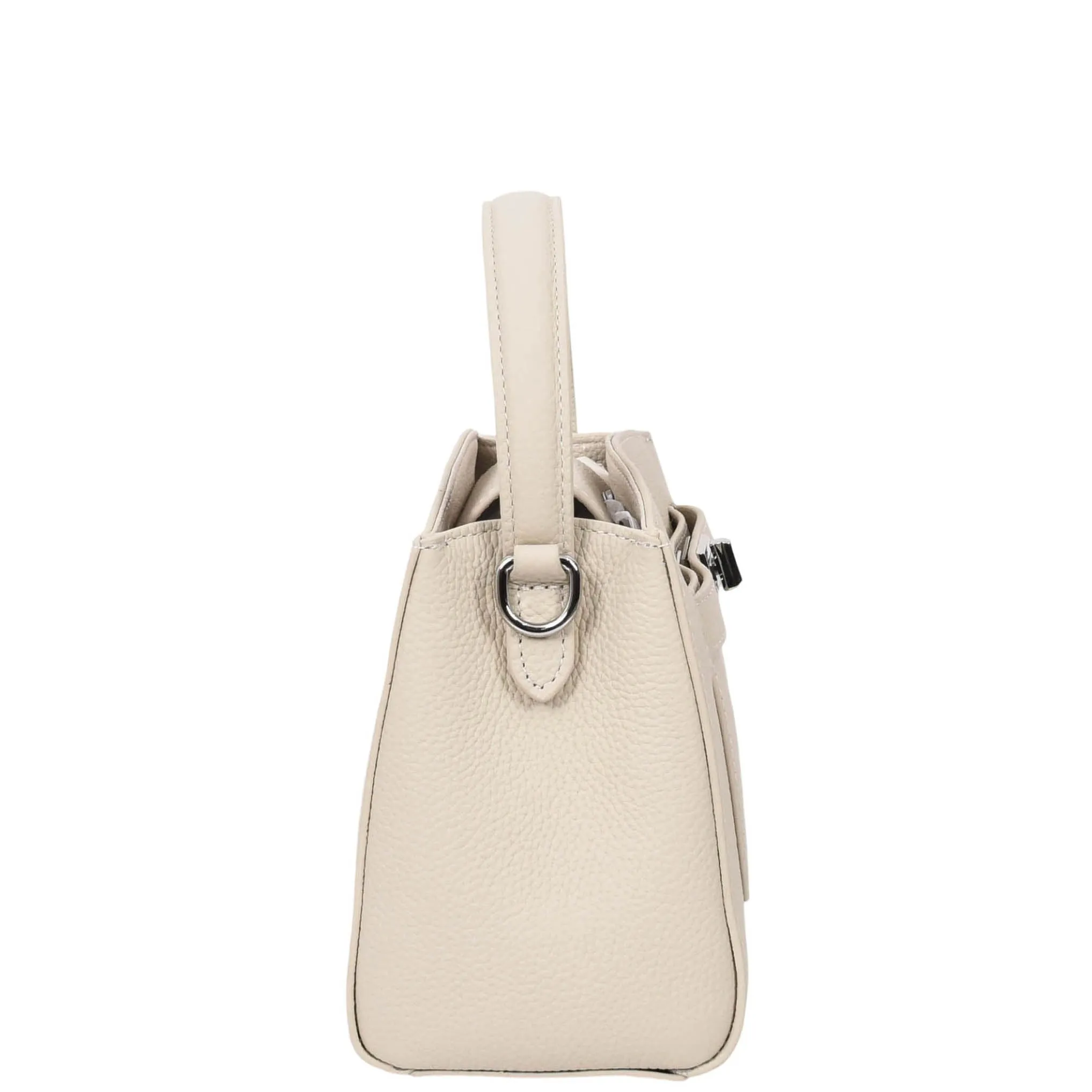 Womens Leather Top Handle Small Bag Lydia Off White