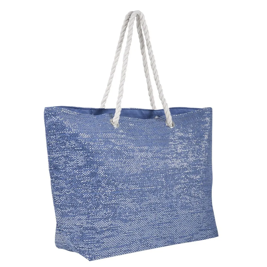 Womens Sparkle Beach Shoulder Bag Woven Shopping Tote