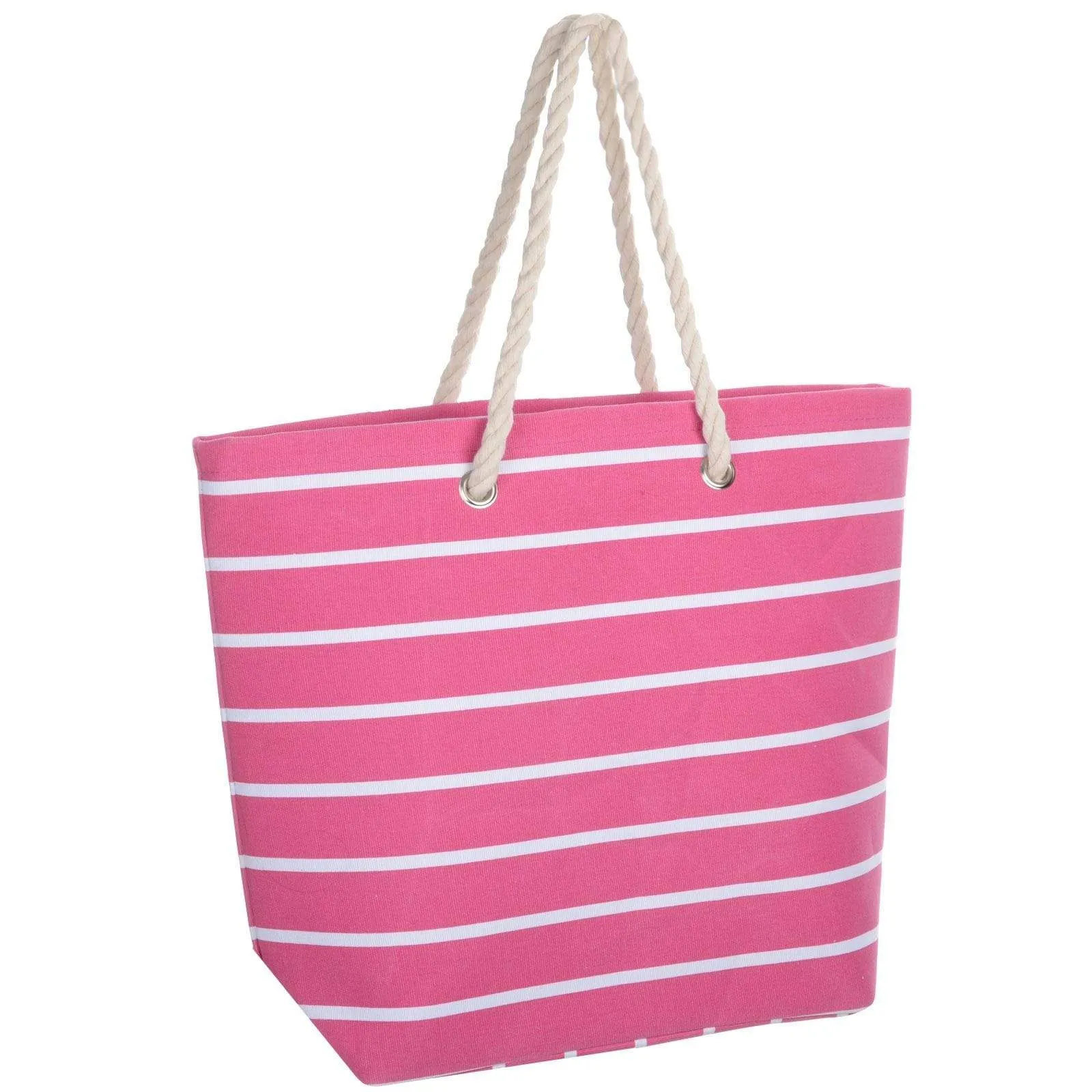 Womens Striped Canvas Beach Shoulder Bag Shopping Tote (Slight Seconds)