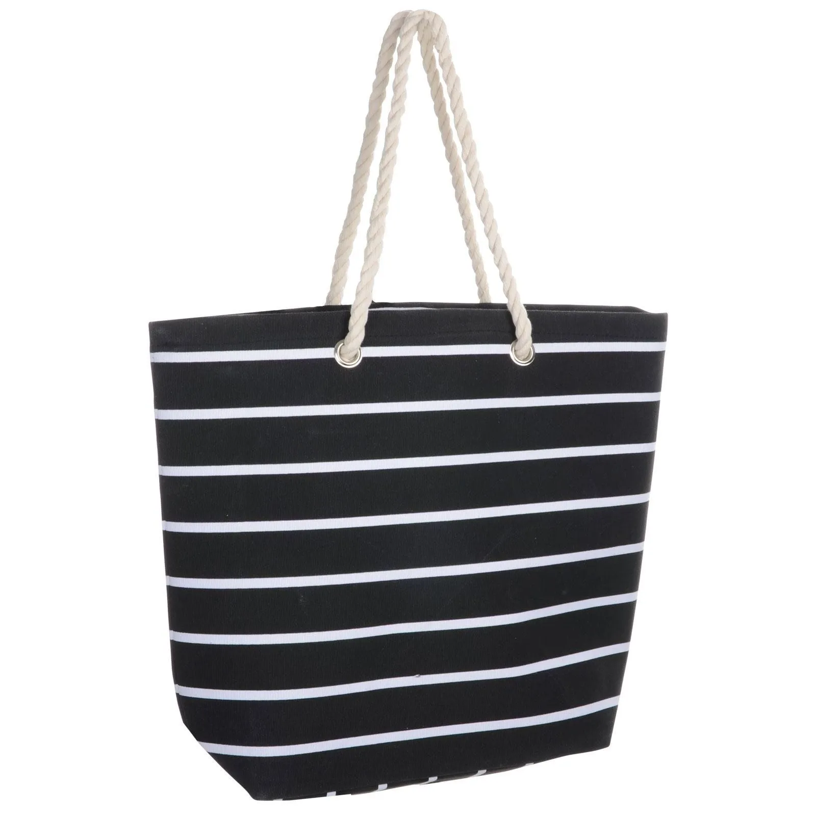 Womens Striped Canvas Beach Shoulder Bag Shopping Tote (Slight Seconds)