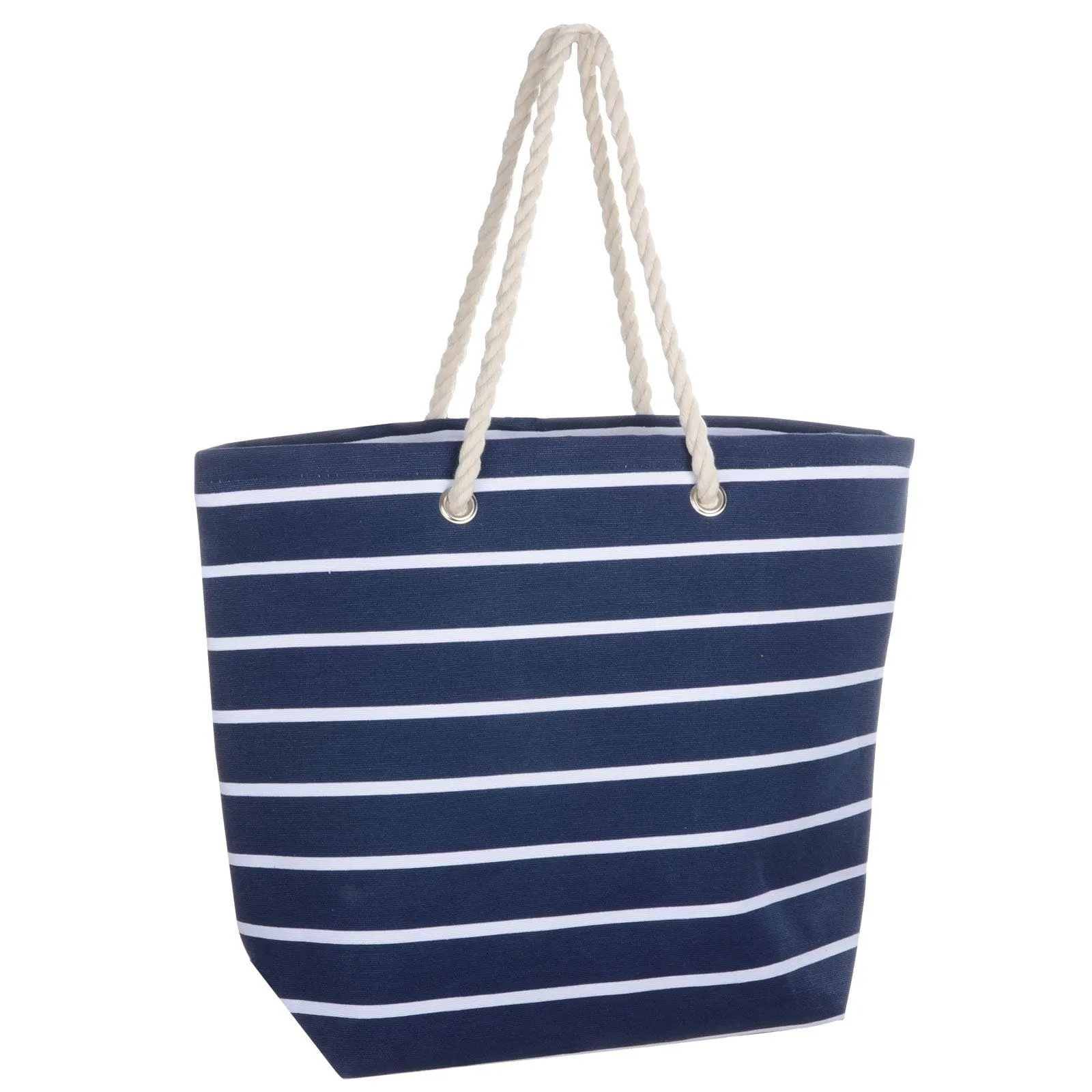 Womens Striped Canvas Beach Shoulder Bag Shopping Tote (Slight Seconds)