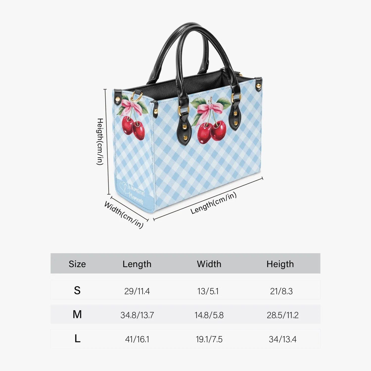 Women's Tote Bag - Rockabilly - Cherries Blue Plaid