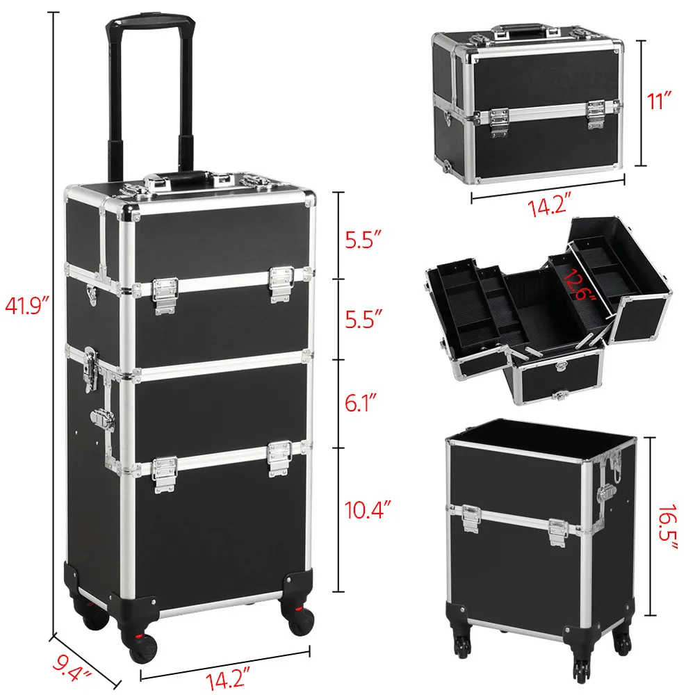 Yaheetech 41.9 Inch Makeup Train Case 3 In 1